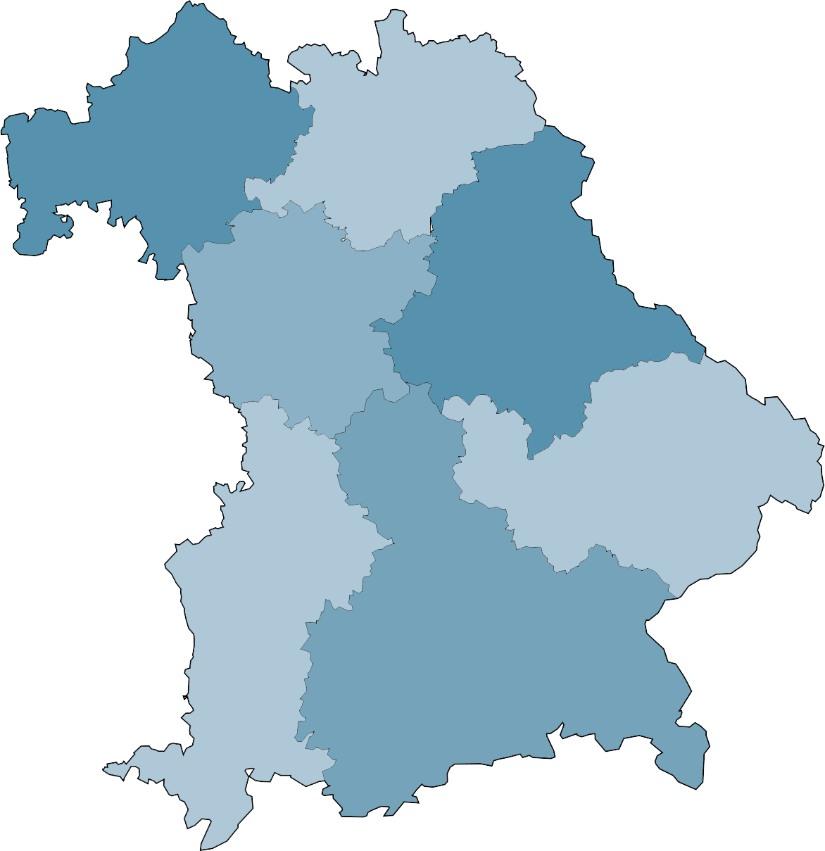 Karte der Jungen Bezirksverbände in Bayern
